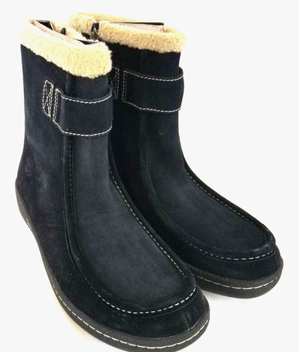 TIMBERLAND Stivaletti foderati in pelle scamosciata cerniera laterale neri donna taglia US 7 EUR 38 Z924