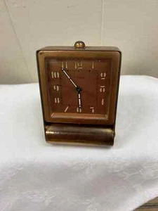 Vintage Swiss LeCouture Art Deco Travel Alarm Clock Engraved Souvenir - Picture 1 of 8