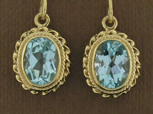 E066 Genuine 9K or 18K Gold Natural Oval Topaz 3.00ct Drop Earrings Twisted