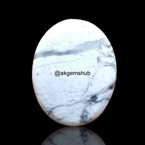 Pietra Preziosa Naturale Howlite 44,00 Cts Ovale Alta Qualità Cabochon 35x27x4 mm - Foto 1 di 11