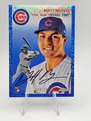 2023 Topps Chrome Platinum Anniversary Matt Mervis Blue Mini Diamond RC /199 Cub - Image 1 of 2