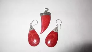 NEW Jewelry 925 Sterling Silver Sponge Coral Pendant & Earrings Native Northwest - Picture 1 of 12