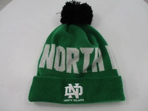 Adidas UND Fighting Hawks Hat Beanie Green White Pom North Dakota Winter Cap Men - Picture 1 of 22