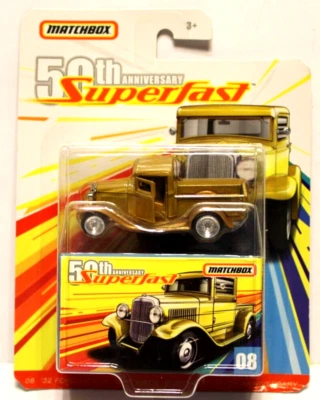 Matchbox 2019 50th Ann. Superfast 1932 Ford Model A Pickup Truck gold CRRR's. - Image 1 of 4