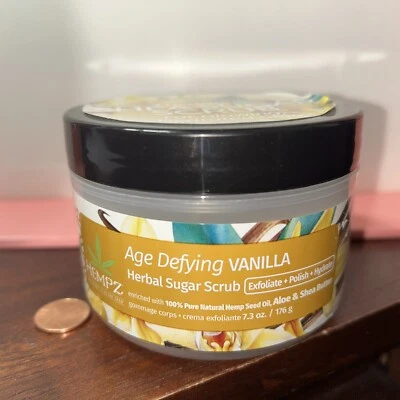 2 скраба HEMPZ Shea Sugar Scrub Age Defying Vanilla 7,3 унции ЗАПЕЧАТАННЫЕ - Изображение 1 из 3