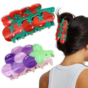 2 PCS Fruit Vegetables Shape Hair Claw Clips Tomato Shape Hair Claw Clip Grap... - Picture 1 of 7