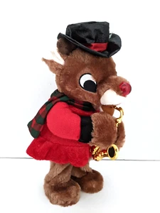 Rarität DanDee animiertes Rudolph das Rentier mit der roten Nase und schwarzem Hut spielt Saxophon VIDEO - Bild 1 von 7