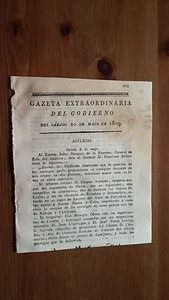 Gazeta Extraordinaria del Gobierno del Sábado 20 de Mayo 1809 Asturias Nogales.. - Imagen 1 de 1