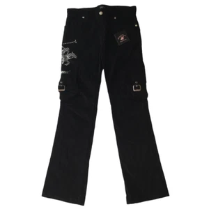 Beverly Hills Polo VTG Girl's Black Cargo Pants Size 16 XXL Embellished Slacks - Picture 1 of 8