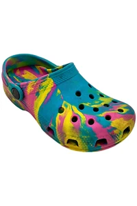 Crocs Kid's Unisex Classic Marbled Clog Digital Aqua/Multi - Picture 1 of 3