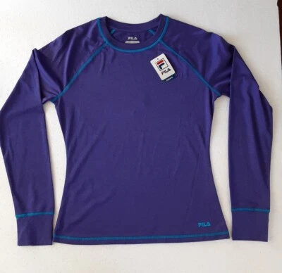 Camisa feminina Fila Performa Wicking roxa/azulada costura elástica manga longa  - Imagem 1 de 4