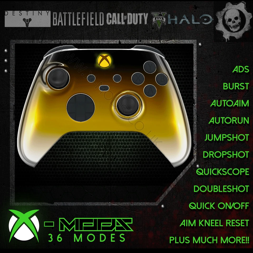 XBOX ONE SERIES RAPID FIRE CONTROLLER - CARNAGE MOD 2- GOLD FADE BLACKOUT MODDED - Image 1 of 1