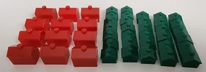 Vintage Monopoly 1961 Plastic 12 Hotels 32 Houses Only Complete Set of 44 - Picture 1 of 4