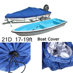 17-19ft Beam Heavy Duty Speedboat V-hull Boat Cover Blue Waterproof UV Protector - Picture 1 of 6