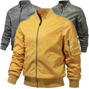 Chaqueta de bombardero delgada cortavientos ligera para hombre informal verano otoño abrigo con cremallera A - Imagen 1 de 22