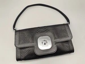 LONGCHAMP GATSBY CLUTCH HANDTASCHE ABENDTASCHE PYTHON PRINT LEDER SCHWARZ - Bild 1 von 10