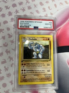 1999 Pokemon WOTC Base Set Spanish 1st Edition PSA 10 GEM Mint MACHOKE #34 - Picture 1 of 2