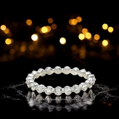 Round Cut 2 Ct Lab Created Diamond Engagement Band 950 Women E F VS - Image 1 of 4