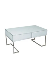 Windermere White Glass Mirrored Coffee Table - Picture 1 of 9