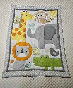 Circo Quilted Reversible Baby Gray Crib Comforter Safari Zoo Elephant 30X40 - Picture 1 of 14