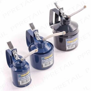 SMALL-LARGE METAL OIL CAN + SPOUT Garage Workshop Mechanic Lubricant Bike/Cycle - Picture 1 of 4