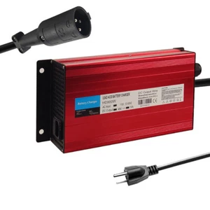 48V 15A Golf Cart Battery Charger Fit For Club Car Charger 3 Pin Round Plug RED - Picture 1 of 6