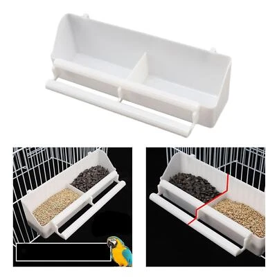 Bird Food Feeder Bowl Standing Frame White Water Dispenser Waterer for Cage - Image 1 of 4