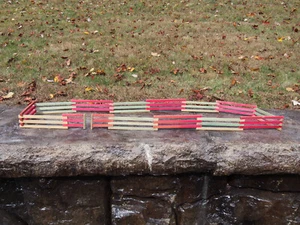 Vintage Christmas Wood Fence Putz Village Split Rail Green Red Folding 10.5 Ft. - Picture 1 of 9