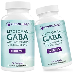 Liposomal GABA Supplements 1000mg with L-Theanine (60 Ct. x 2) - Picture 1 of 7