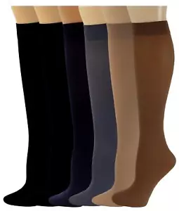 6 Pairs Women Opaque Stretchy Spandex Knee High Trouser Socks Queen Assorted #1 - Picture 1 of 1