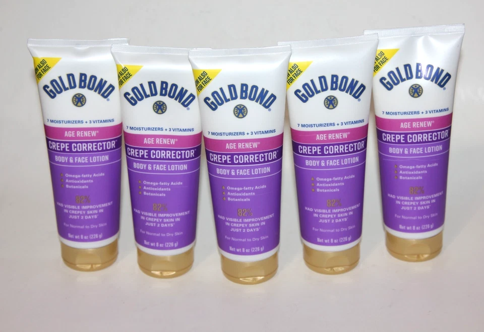LOTE (5) GOLD BOND CREPE CORRECTOR EDAD RENOVACIÓN FACIAL Y CORPORAL LOCIÓN HIDRATANTE 8 OZ Foto 1 de 1