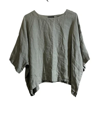 Eskandar 尺寸 1 Top 衬衫 100% 亚麻方格落体超大 Lagenlook 豪华 — 第 1/4 张图片