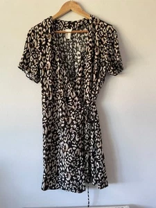 H&M Brown Leopard Print Short Sleeve Mini Wrap Dress, Size M, Party, Summer - Picture 1 of 6