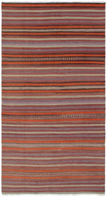 Traditional Vintage Hand Woven Carpet 4'8" x 8'7" Wool Kilim Area Rug - Image 1 of 4