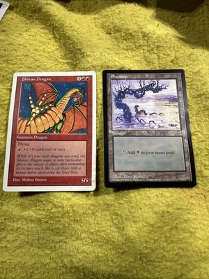 SHIVAN DRAGON & Swamp Promo CARDS Giant 6 1/4 x 8 3/4 Jumbo Magic The Gathering - Image 1 of 4