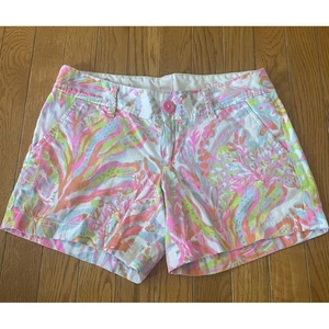 Lilly Pulitzer The Callahan Short Scuba To Cuba Damengröße 0 Hot Pink Beachy - Bild 1 von 8