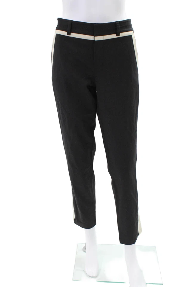 Vince Women's Button Closure Straight Leg Ankle Pants Black Size 6 - Image 1 of 4