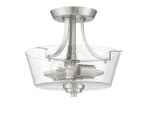 Craftmade 41952-CS Grace 2 Light 13"W Semi-Flush Ceiling Fixture - Nickel - Picture 1 of 7