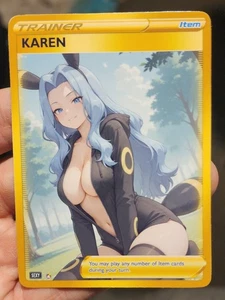 Karen - Pokemon - Waifu - Goddess - DIY - Full Art - Glossy - Trainer Card - Picture 1 of 2