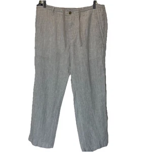 M&S Blue Harbour Men's Pants Sz 36 Grey 100% Flax Linen Beach Coastal Resort - Picture 1 of 12