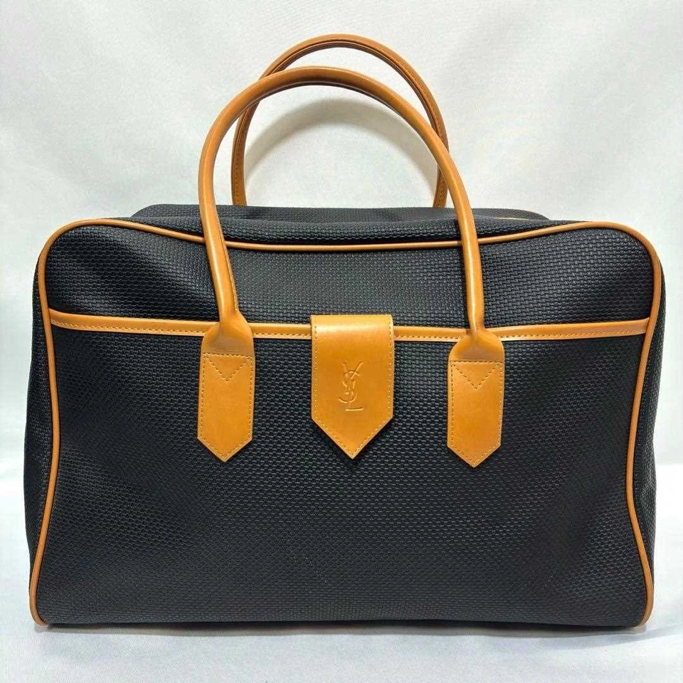 Bolso de Mano Yves Saint Laurent Bolso de Viaje Grande Logo Cuero Negro Para Hombre USADO JAPÓN Foto 1 de 4