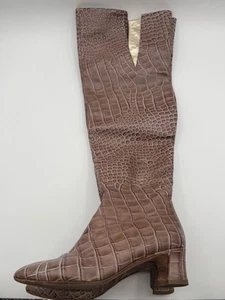 Ann Klein Brown Crocodile Pattern Over The Knee-High Boots Size 7 - Picture 1 of 12