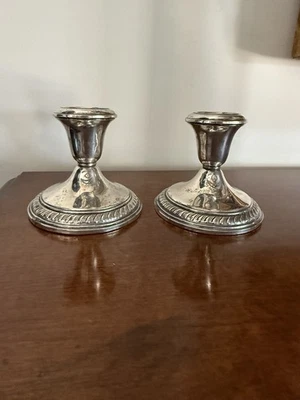 Vintage Wallace Weighted Sterling Silver Pair Candle Stick Holders Model 247 - Image 1 of 4