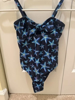 Girls Lands End Navy Starfish One Piece Swimsuit Size 7 - Image 1 of 4