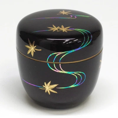 Carrito de té japonés Natsume, laca negra arce y arroyo Maki-e de Shinonome Foto 1 de 4