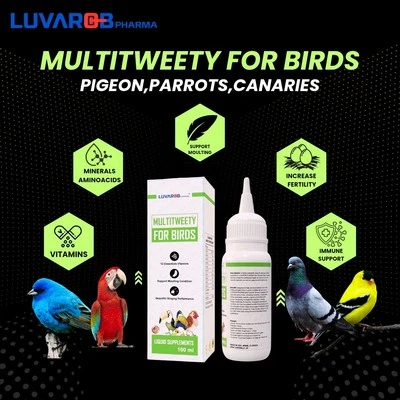LUVAROBPHARMA Complete Multivitamins 100ML For Birds, Pigeons, Canaries 12 Essential Minerals