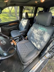 Housses de siège simili cuir gris Lexus GX470 2002-2009 avec diamant et console - Photo 1 sur 2