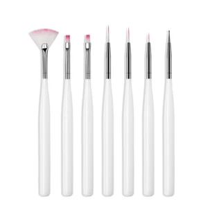 7Pcs White Acrylic Nail Art Pen Tips UV Builder Gel Painting Brush Manicure Set - Picture 1 of 8