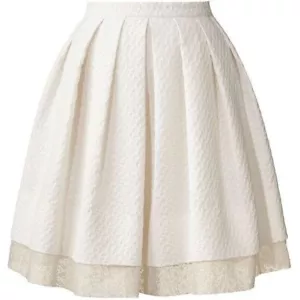Orla Kiely Skirt Women's White Pleated Jacquard High Waisted Floral Lace Hem 2/4 - Picture 1 of 17
