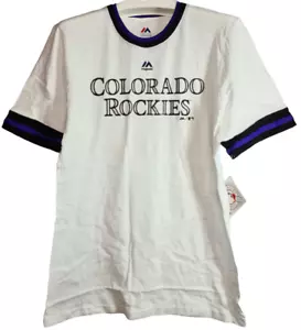 Majestic Youth Colorado Rockies Double Layered Collar T-Shirt WHITE XL (18) - Picture 1 of 4